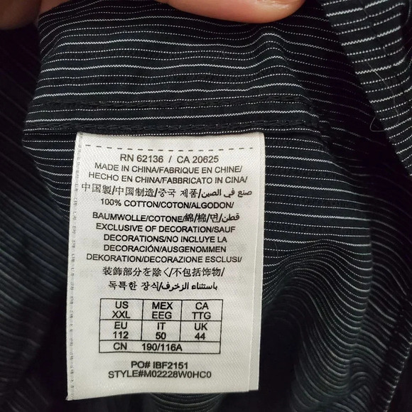 Guess Men's Big Tall Black Silver Metallic Pinstripe L/S Button Up Shirt Sz XXL - Picture 5 of 6